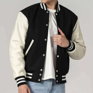 Chaquetas Varsity personalizadas de invierno para hombre, estilo universitario, de cuero/lana, en venta a precio económico. - Product Image 3