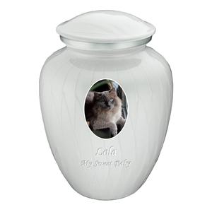 Urne funéraire en émail blanc pour animaux de compagnie, fournitures funéraires pour humains, urnes pour cendres funéraires, artisanat, urne en métal pour chat, chien, cendres - Product Image 1