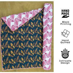 Couette bébé réversible 100% coton Jaipuri, taille 60x40 pouces, imprimée à la main, super douce, personnalisée, teinture non toxique, respectueuse de la peau - Product Image 2