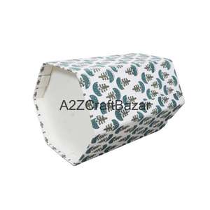 Poubelle en carton pliable écologique indienne faite à la main, à couvercle ouvert, avec couvercle roulant, design géométrique, pour déchets hospitaliers DIY - Product Image 6