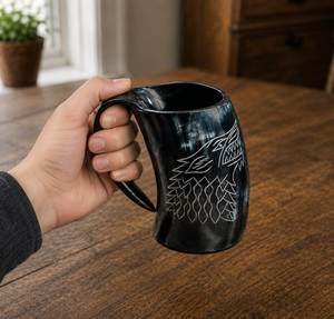 Taza de cuerno vikinga artesanal auténtica y moderna para hombres y mujeres, diseño indio original con opción de envío desde India - Product Image 1