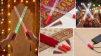 Bâton lumineux LED Dandiya rechargeable, durable, réutilisable, en acrylique, sûr, confortable, 7 couleurs LED, allumage/extinction automatique pour festival