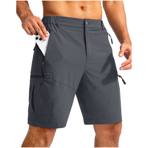 Men's <b>Cargo</b> <b>Shorts</b> Mid Waist Quick Dry Polyester Casual Bermuda <b>Shorts</b> With Zip Pockets Solid Color Drawstring Closure - Product Image 4