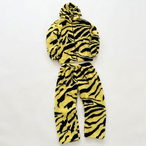<b>Men's</b> Young Street Leopard Print Heavyweight Eco-Friendly Cotton Fleece Thickened Drawstring <b>Long</b> Sleeve Hooded Fluffy <b>Cardigan</b> - Product Image 4