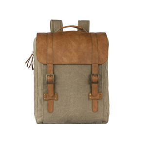 Canvas Rucksack <b>Backpack</b> Panelled Eco-friendly Unisex Large Capacity Vintage Waterproof Minimalist Zipper Closure Outdoor Travel - Product Image 2