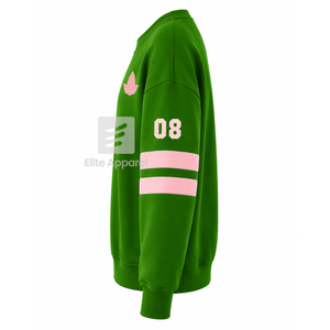 Custom Alpha Kapa Alpha Sorority Breathable Varsity <b>Sweatshirt</b> with Embroidered Logo on Front green pink full Sleeve for Female - Product Image 3