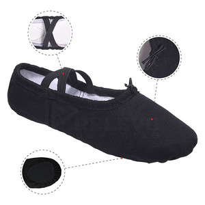 Chaussons de danse en toile noire à semelle souple, légers, respirants, avec sangle élastique, pour hommes et femmes, pour commande en gros - Product Image 3