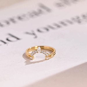 14K Yellow Gold Chevron Lab Grown Diamond Curved Wedding Band <b>Ring</b> - Product Image 3