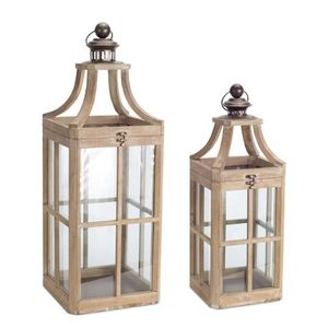 Linterna de Madera Natural con Paneles de Vidrio y Asa de Cuerda, Decoración Rústica para Bodas y Fiestas - Product Image 2