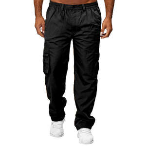 Pantalon cargo en laine kaki pour homme, style hip-hop, taille à cordon, plusieurs poches, respirant, pour l'hiver - Product Image 2