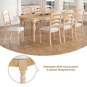 Ensemble de table à manger extensible vintage traditionnel de 9 pièces, 82,7 pouces, avec plateau amovible de 23,6 pouces et 8 chaises rembourrées - Product Image 5