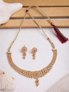 Parure de bijoux de luxe en laiton et zircon Kundan, collier ras-du-cou et boucles d'oreilles clous, style traditionnel indien, pour mariée, fiançailles, mariage, soirée, brillant - Product Image 6
