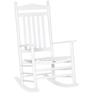 Sedia a dondolo tradizionale in legno bianco con schienale alto per interni/esterni, arredo per portico e giardino - Product Image 1