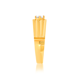 Bague solitaire de luxe plaquée or pour homme avec diamant de laboratoire taille brillant rond, alliance classique, bijoux raffinés - Product Image 3