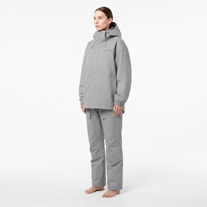 Veste de ski imperméable unisexe Hawkeye grise avec capuche et fermeture éclair pour adultes - Product Image 2