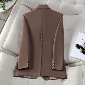 เสื้อโค้ทกันหนาวคุณภาพสูงสำหรับผู้หญิง รุ่นใหม่ ไซส์ใหญ่ ชุดลำลองตกแต่งขนสัตว์ ลายเรียบ ผ้าแคชเมียร์ ด้านหลังผ่า สำหรับฤดูใบไม้ผลิและฤดูใบไม้ร่วง - Product Image 3