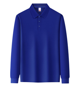 Camiseta Polo de Trabajo de Manga Larga con Cuello Solapa, Color Sólido, Algodón de Alta Elasticidad 220G, Talla Grande para Hombre, con Logotipo Bordado Personalizado OEM - Product Image 6