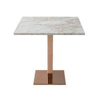 Table de restaurant carrée avec plateau en marbre blanc et base en fonte noire, table de café, bistro, café commercial