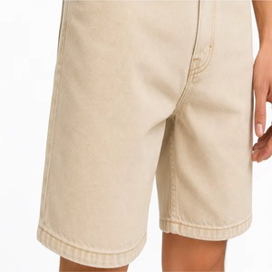 Shorts en jean pour hommes, taille haute, coupe droite, décontractés, en coton, pour l'été, avec poches, délavage classique, denim marron - Product Image 5