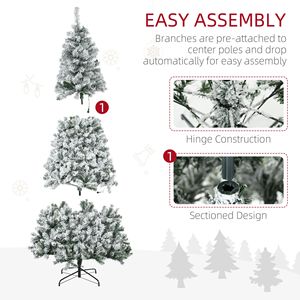 7.5 ft Tall Pre-Lit Artificial Christmas Tree with 1188 Snow Flocked <b>Branches</b> 500 Warm White LED <b>Lights</b> Auto Op Holiday Decor - Product Image 4