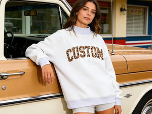 Custom <b>Leopard</b> <b>Print</b> Oversized Crew Neck <b>Sweatshirt</b> Sorority Unisex 100% Cotton French Terry Pullover Autumn Style - Product Image 1