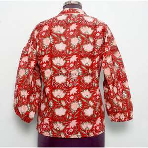 Haut décontracté 100 % coton pour femme, mini-robe à manches longues, col rond, imprimé floral, style vintage romantique, coupe évasée, écologique - Product Image 6