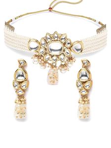 Conjunto de Collar de Aleación Chapado en Oro con Diseño de Flor de Perla en Verde para Joyería de Boda y Fiesta para Mujer - Product Image 5