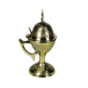 Quemador de incienso de latón dorado con diseño grabado personalizado, estilo europeo, para artículos religiosos de Jerusalén - Product Image 1