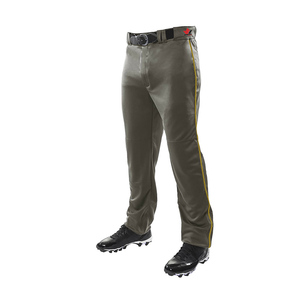 Pantalon de baseball gris pour homme avec bande jaune, en polyester respirant, coupe classique, fermeture à ceinture, vêtements de sport pour adultes - Product Image 2
