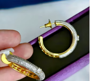 Boucles d'oreilles bague polonaise en argent et or à la mode femmes élégantes boucles d'oreilles pour la fête porter des accessoires de mode avec pierre de Zircon - Product Image 2