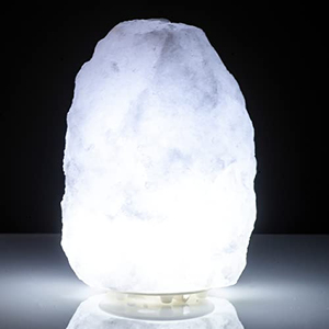 Premium Himalayan white salt lamp with polished natural <b>crystal</b> and wooden base offers elegant décor and warm ambient lighting - Product Image 3