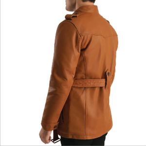 Chaquetas de cuero marrón para hombre, ropa cálida para invierno, elegantes y suaves chaquetas de cuero genuino para viajes al aire libre, uso casual, ropa exterior premium. - Product Image 4