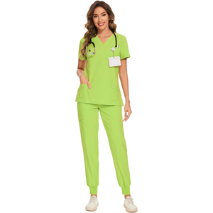 Ensembles d'uniformes médicaux pour femmes, pantalons de jogging et blouses à manches courtes, extensibles et ajustés, pour hôpitaux et infirmières, vente en gros - Product Image 1