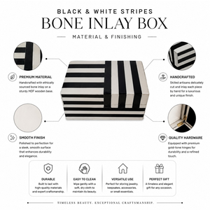 Decorative Black and White Stripes Bone Inlay Box | Handmade Jewelry Storage Organizer Case for Modern Home Table Decor Gift Box - Product Image 5