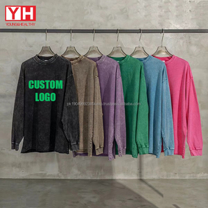 Oem Custom Blank Heavyweight Acid Wash Oversize <b>Tshirt</b> Vintage <b>Long</b> <b>Sleeve</b> T-Shirt for <b>Men</b> Cotton Acid Wash <b>Long</b> <b>Sleeve</b> T Shirt - Product Image 4
