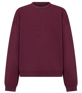 Sudadera de Cuello Redondo Color Borgoña para Hombre, 100% Algodón, Felpa Francesa, Corte Holgado, Estilo Casual, Color Sólido, Ecológica, para Invierno - Product Image 3