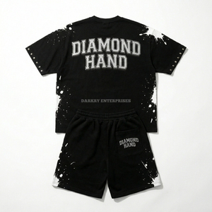 Conjunto de Camisetas para Hombre Diamond Hand, Cuello Redondo Negro, Estilo Urbano, Estampado, Ropa de Verano - Product Image 2