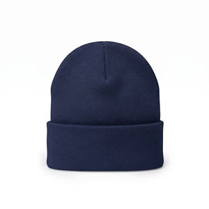 Unisex Solid <b>Navy</b> Blue Acrylic Beanie Knit Winter <b>Hat</b> Cuffed Casual Style for Adults Head Circumference 56-58CM - Product Image 4