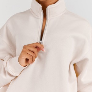 Custom Logo Women Lightweight Loose Crew <b>Neck</b> Half Quarter Zip Hoodie Workout Top Oversized Gym Sports Sweatshirt - Product Image 2