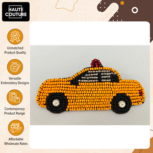 Broches personnalisables en forme de taxi avec perles jaunes faites à la main pour accessoires vestimentaires unisexes à un prix exceptionnel - Product Image 3