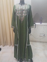 Robe Abaya Arabe Élégante en Viscose Maxi, Modeste, Respirante, Unie et Brodé, à Manches Longues, pour Usage Quotidien et Plage, Toutes Saisons