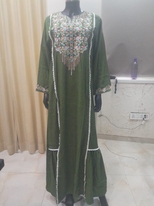 Robe Abaya Arabe Élégante en Viscose Maxi, Modeste, Respirante, Unie et Brodé, à Manches Longues, pour Usage Quotidien et Plage, Toutes Saisons - Product Image 6