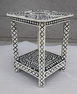Tabouret de luxe noir fait main en nacre pour la décoration intérieure, design moderne personnalisé, tabouret indien en nacre - Product Image 4