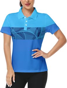 Polo de Manga Corta para Mujer con Estampado Abstracto Colorido, Base Blanca, Tejido de Poliéster de Secado Rápido, Corte Regular Informal, OEM - Product Image 2
