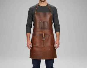 or Workshop Welding Bulk Wholesale Supplier Premium Cowhide Leather <b>Apron</b> for <b>BBQ</b> Grill LPN-0237 - Product Image 1