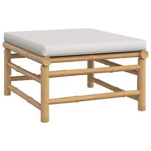 Ensemble de salon gris clair pour jardin en bambou naturel et coussins confortables - Product Image 5