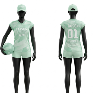 Uniforme de Voleibol para Mujer de Primera Calidad, 160 GSM, Poliéster y Spandex, Verde Menta Degradado, Tela Transpirable, Logotipo Personalizado por Sublimación - Product Image 1