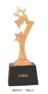 Trophée en métal Star Design modèle 786 A B C, finition plaquée, récompense durable pour les jeux sportifs avec base en bois noir - Product Image 6