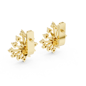 18K 14K <b>Solid</b> <b>Gold</b> Snowflake Cluster Diamond <b>Huggie</b> Earrings Lab Grown Round Diamond Floral Earrings DEF VVS Womens Fine Jewelry - Product Image 5