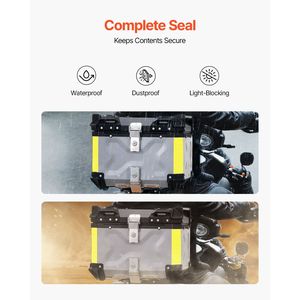 Bauletto Universale Impermeabile in Alluminio per Moto 55L e 65L, Scatola Posteriore Staccabile per Motociclisti con Rivestimento in Pelle - Product Image 4